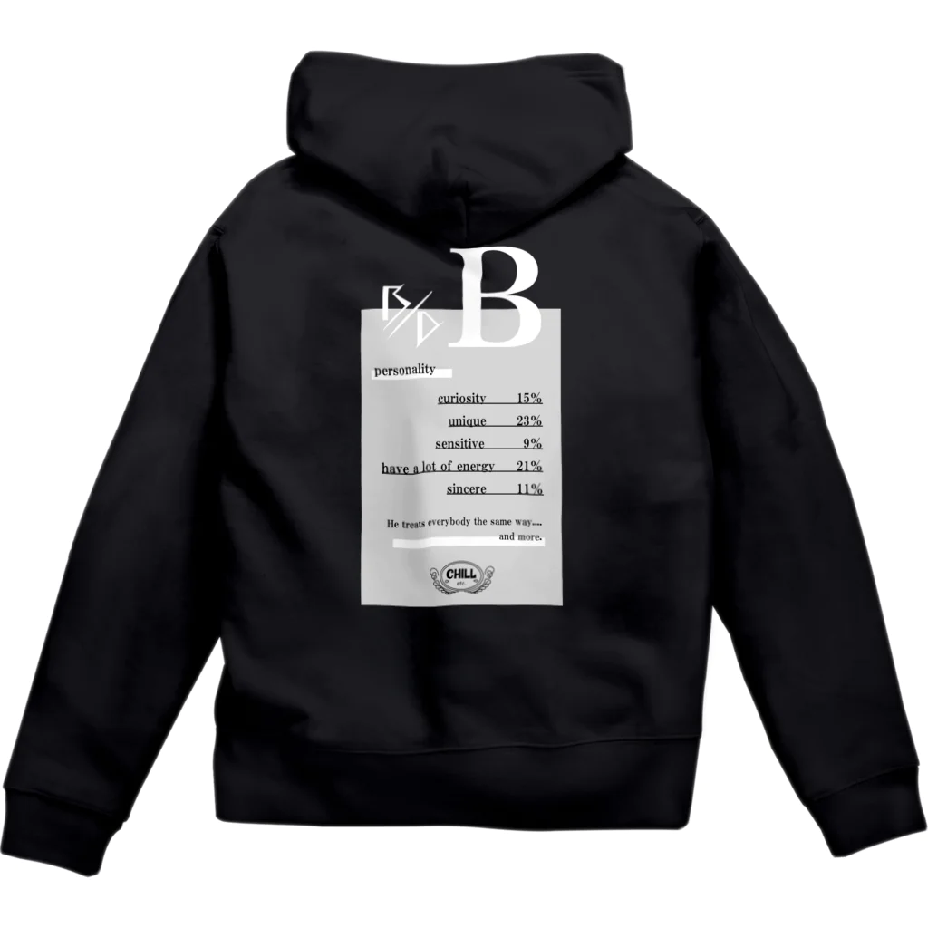 CHILL etc.のB型★モノクロ Zip Hoodie