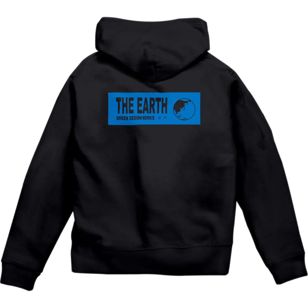 GREEN DESIGN WORKS　グリーンデザインワークスのTHE EARTHシンプルVer.　ジップパーカー両面（青インク）15色 ジップパーカー