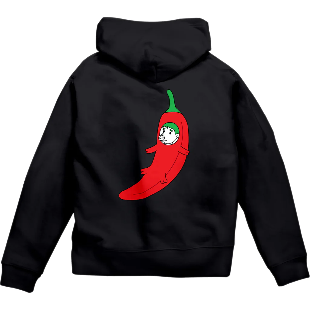 豚人イラストのパンダ武島のレッド・ホット・チリ・ピッグゥ Zip Hoodie