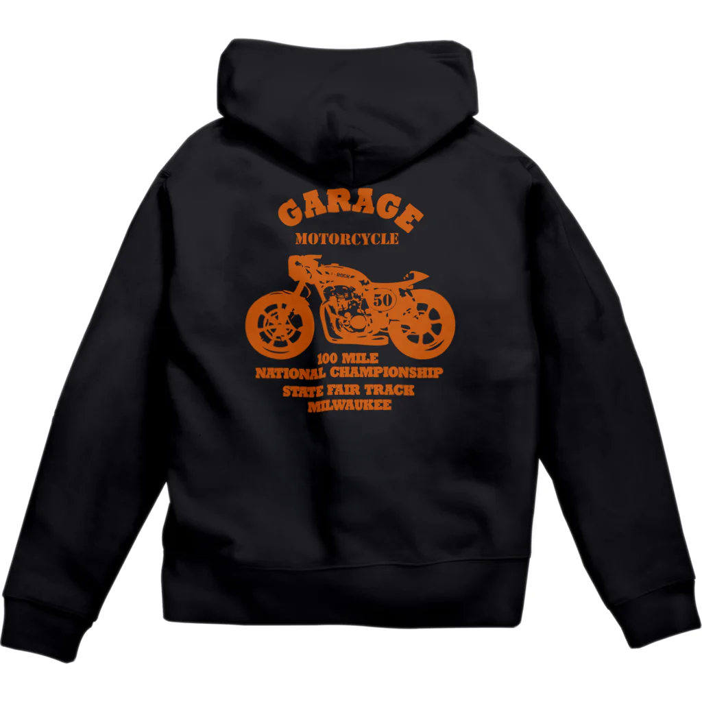 キッズモード某の武骨なバイクデザイン orange(前後pt） Zip Hoodie