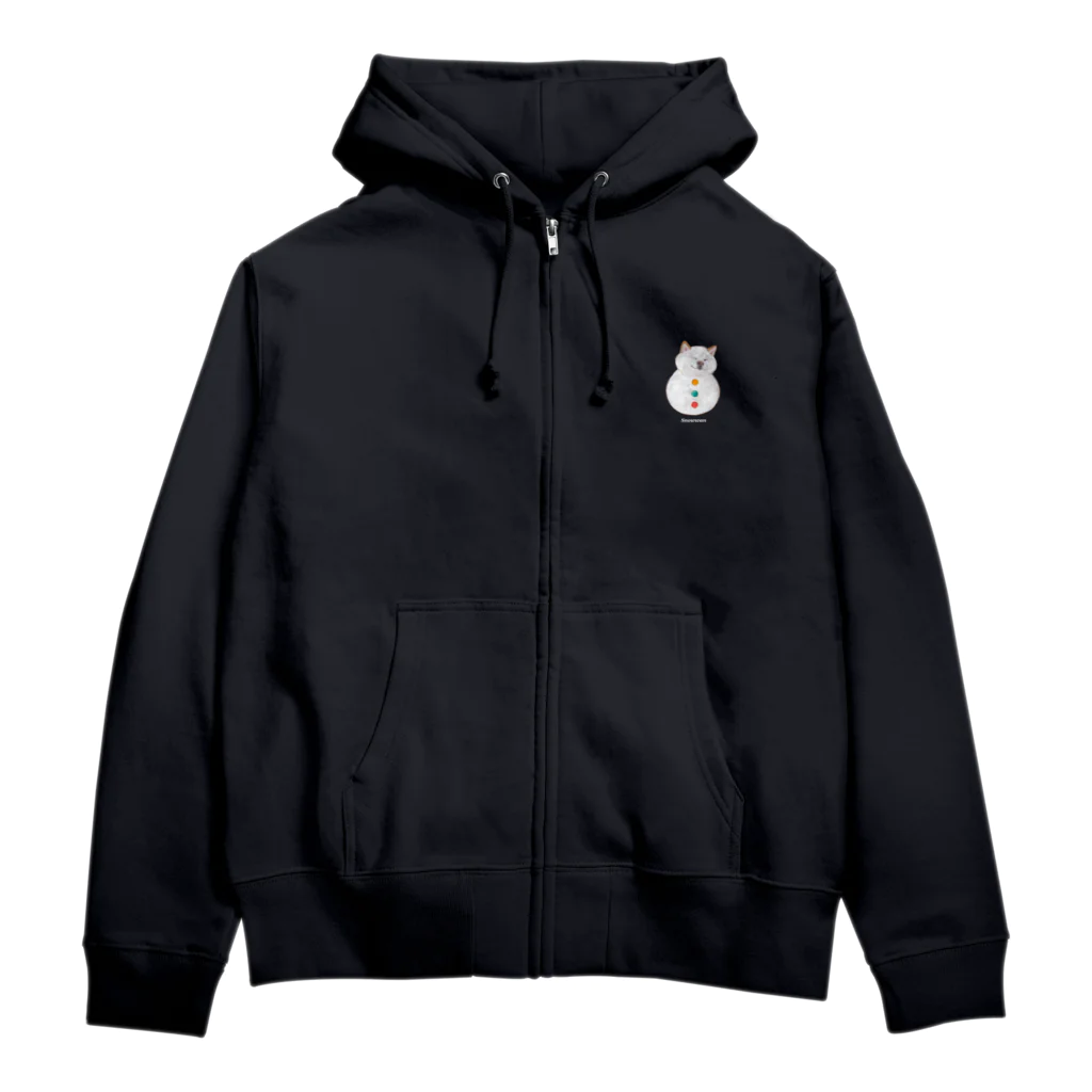 wankorosobaのスノーワンジップパーカー（文字白） Zip Hoodie