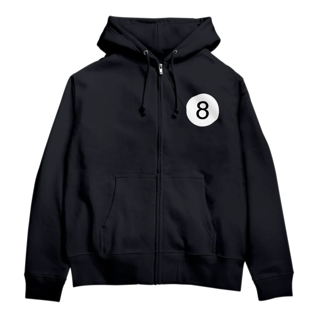 金融投資デザイン　カマラオンテ-ムラサキのビリヤード 8 ボール エイトボール Zip Hoodie