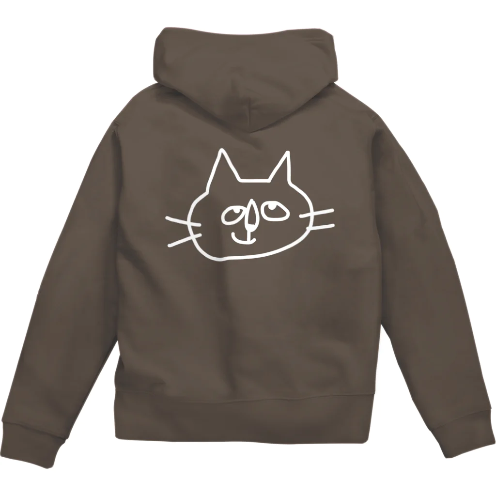 小鳥と映画館のなんか思いついちゃった猫 ホワイト Zip Hoodie