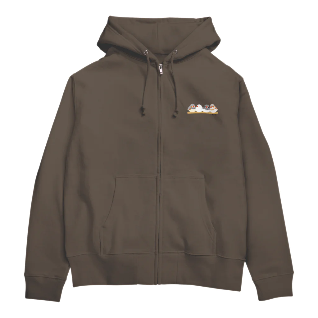 TeaDrop.Cのキンカチョウ（枠付き） Zip Hoodie