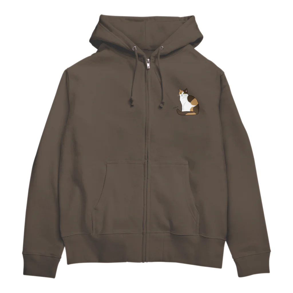 小鳥と映画館のおすわりする三毛猫 Zip Hoodie