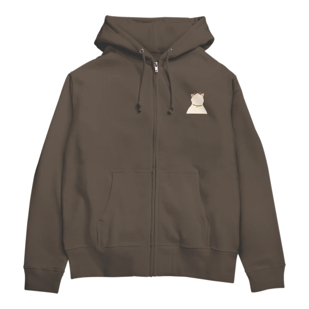 小鳥と映画館の上を向く三毛猫 Zip Hoodie