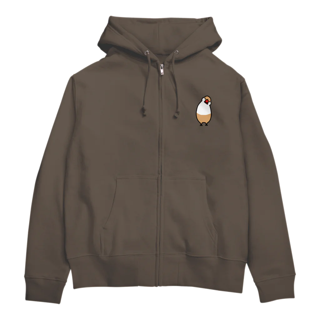 アキクサ文鳥マーケット 〜アキクサインコと文鳥推しの店〜のカフェラテ文鳥 ジップパーカー Zip Hoodie