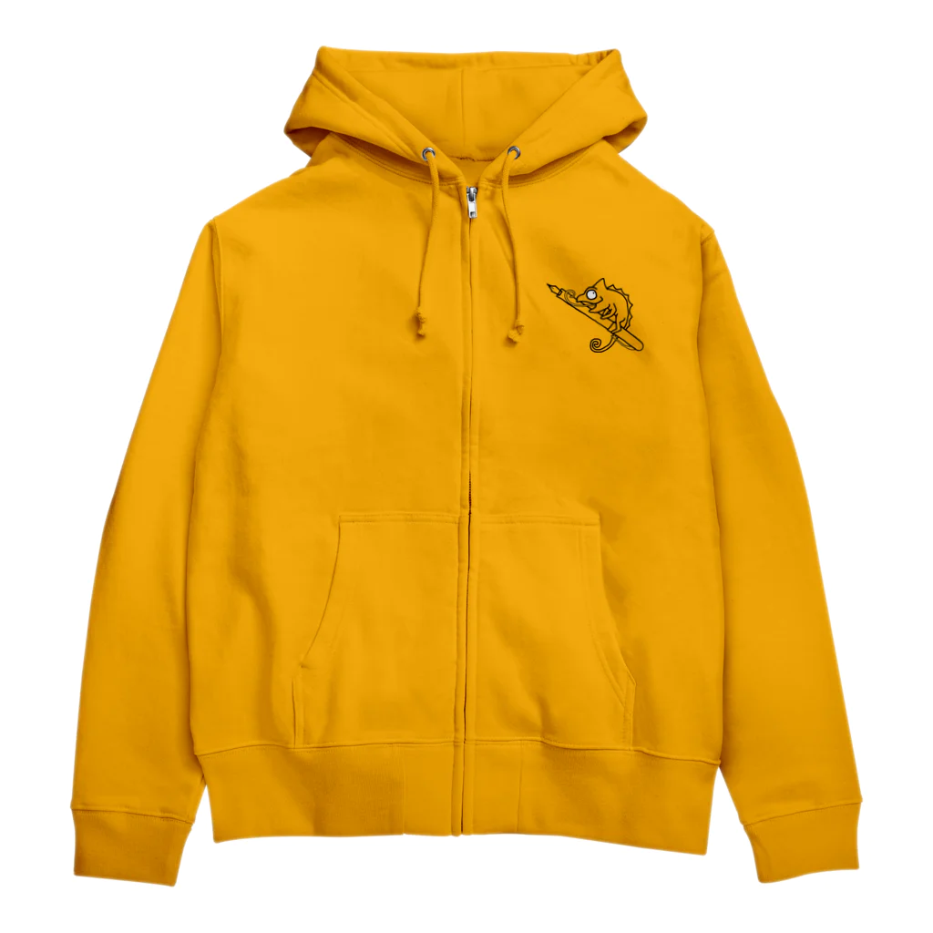 おねむ戦士りぃの万年筆を持ったカメレオン Zip Hoodie