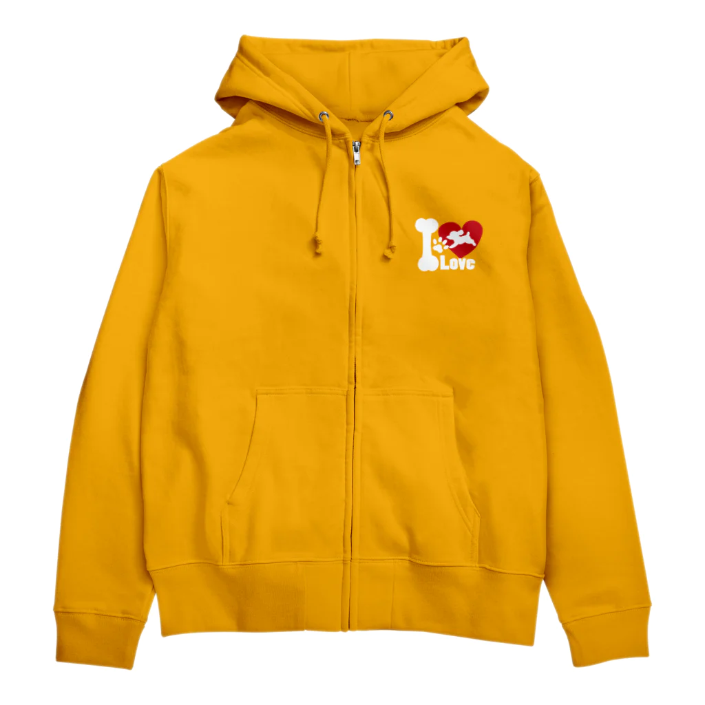 MEIKO701のI Loveプードルジップアップパーカー濃色 Zip Hoodie