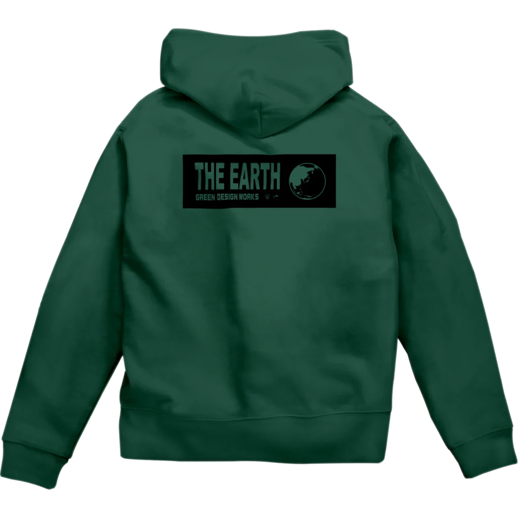 GREEN DESIGN WORKS　グリーンデザインワークスのTHE EARTHシンプルVer.　ジップパーカー両面（黒インク）15色 Zip Hoodie