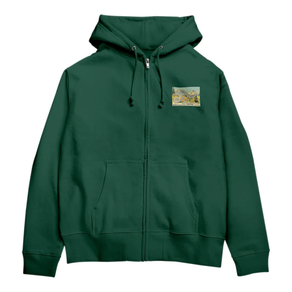 YS VINTAGE WORKSのスペインで販売されたスイスチーズ 1950年代　リトグラフ Zip Hoodie