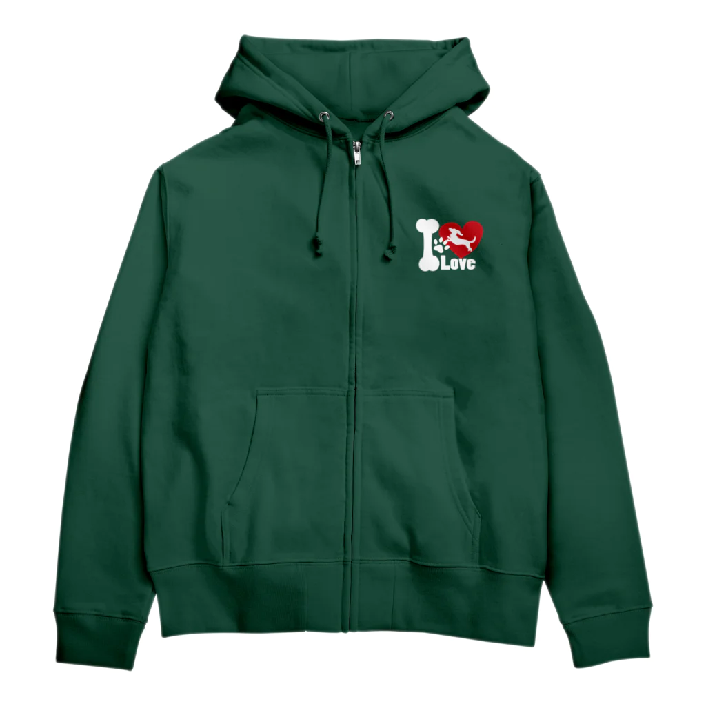 MEIKO701のI Loveダックスジップアップパーカー濃色 Zip Hoodie