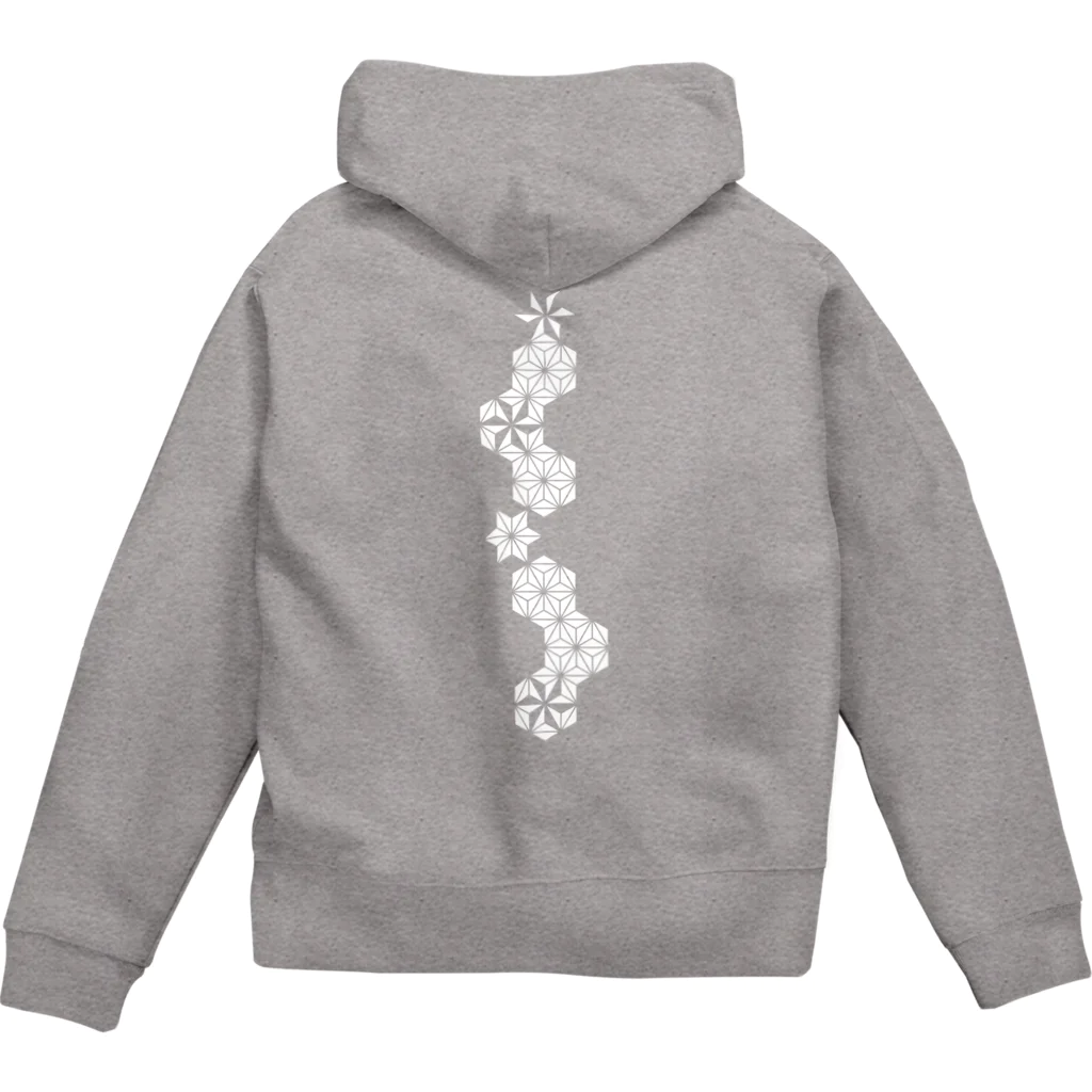 cuuyabowの麻の葉WHITE Zip Hoodie