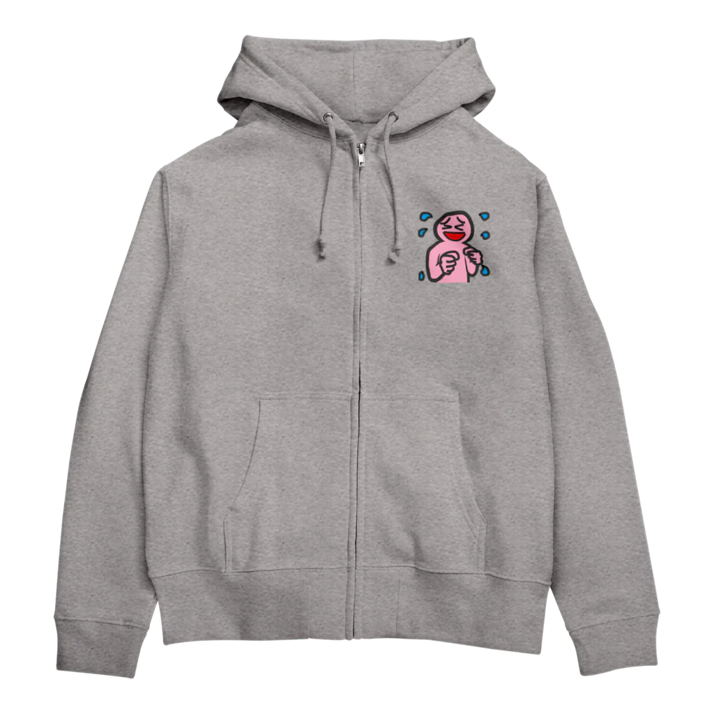 むてきんぐオリジナルグッズ販売所のピンクはげ（表・裏）ジップパーカー（あざぁーす） Zip Hoodie