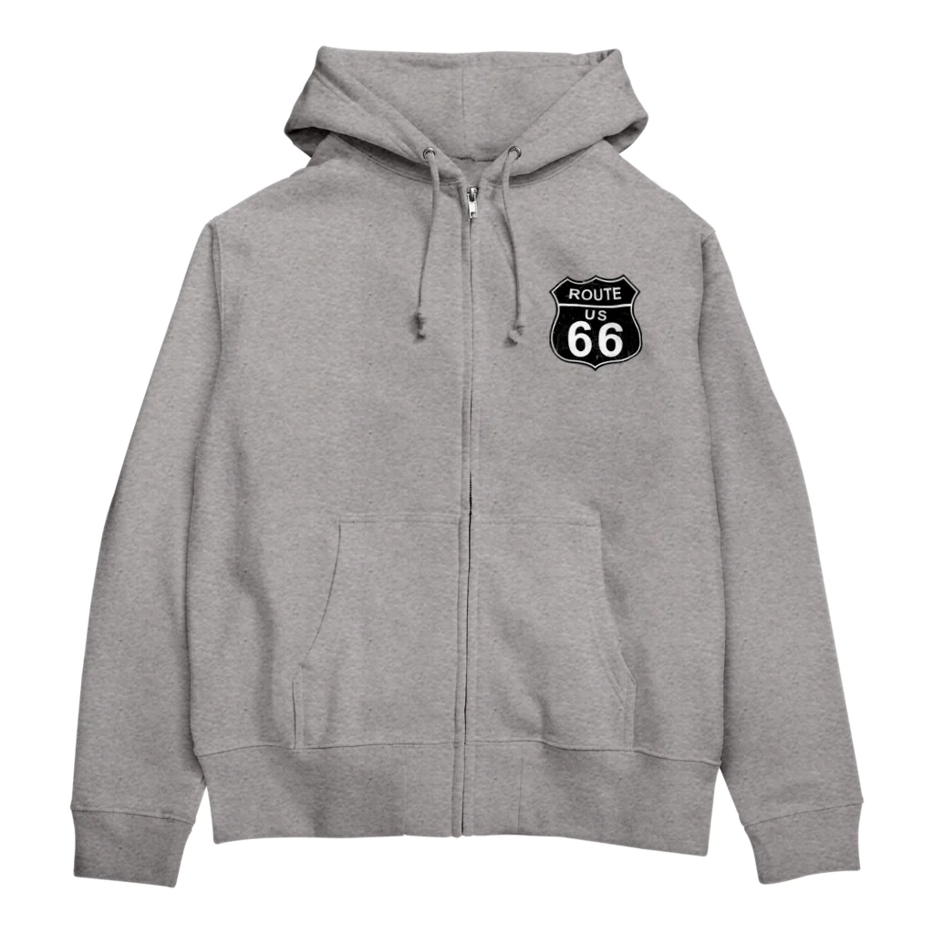 金融投資デザイン　カマラオンテ-ムラサキのルート66　ヴィンテージ風　アメカジ Zip Hoodie