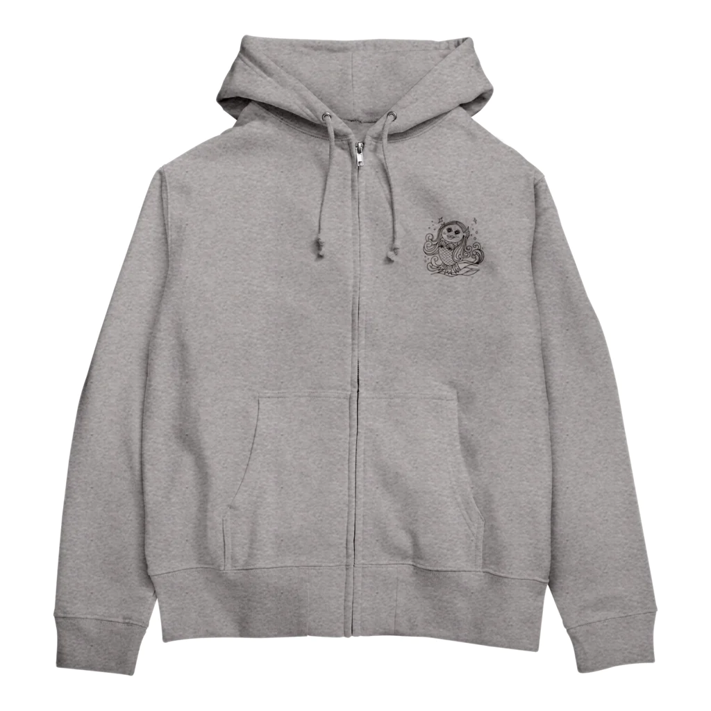 quatre vingt huitのamabieちゅあん-白黒 Zip Hoodie