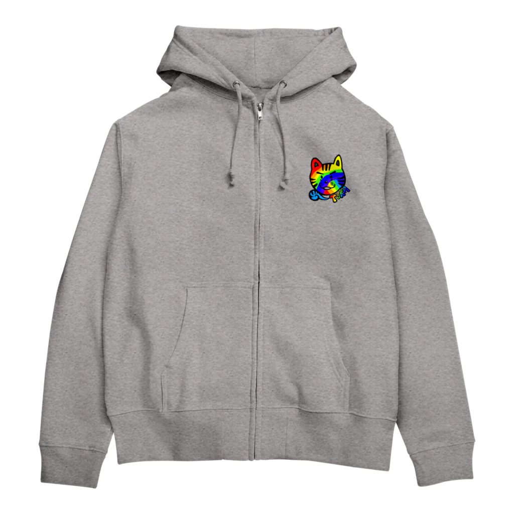 TOMMY★☆ZAWA　ILLUSTRATIONのTORAくん(Rainbow) Zip Hoodie