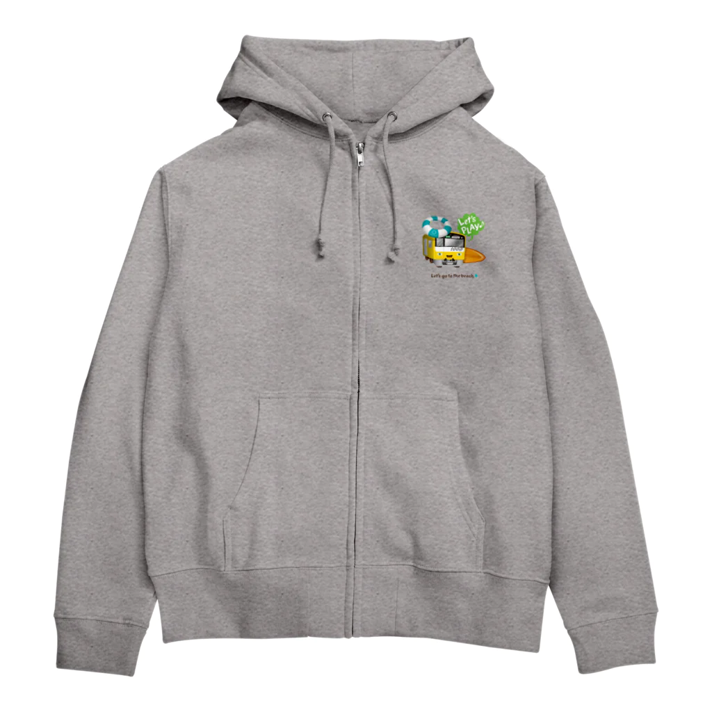 Train Kids! SOUVENIR SHOPの黄色い電車 「 海へ行こう 」 Zip Hoodie