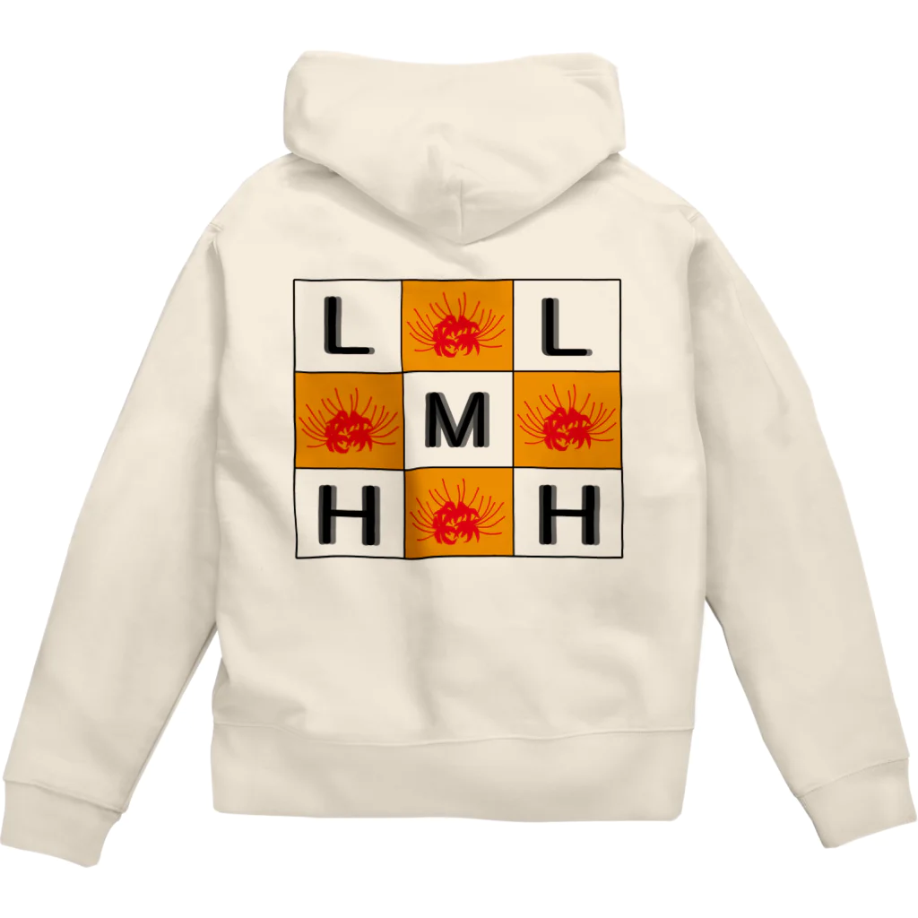 リコリス・曼珠沙華・ヒガンバナのL.M.H Clubロゴ合わせ Zip Hoodie