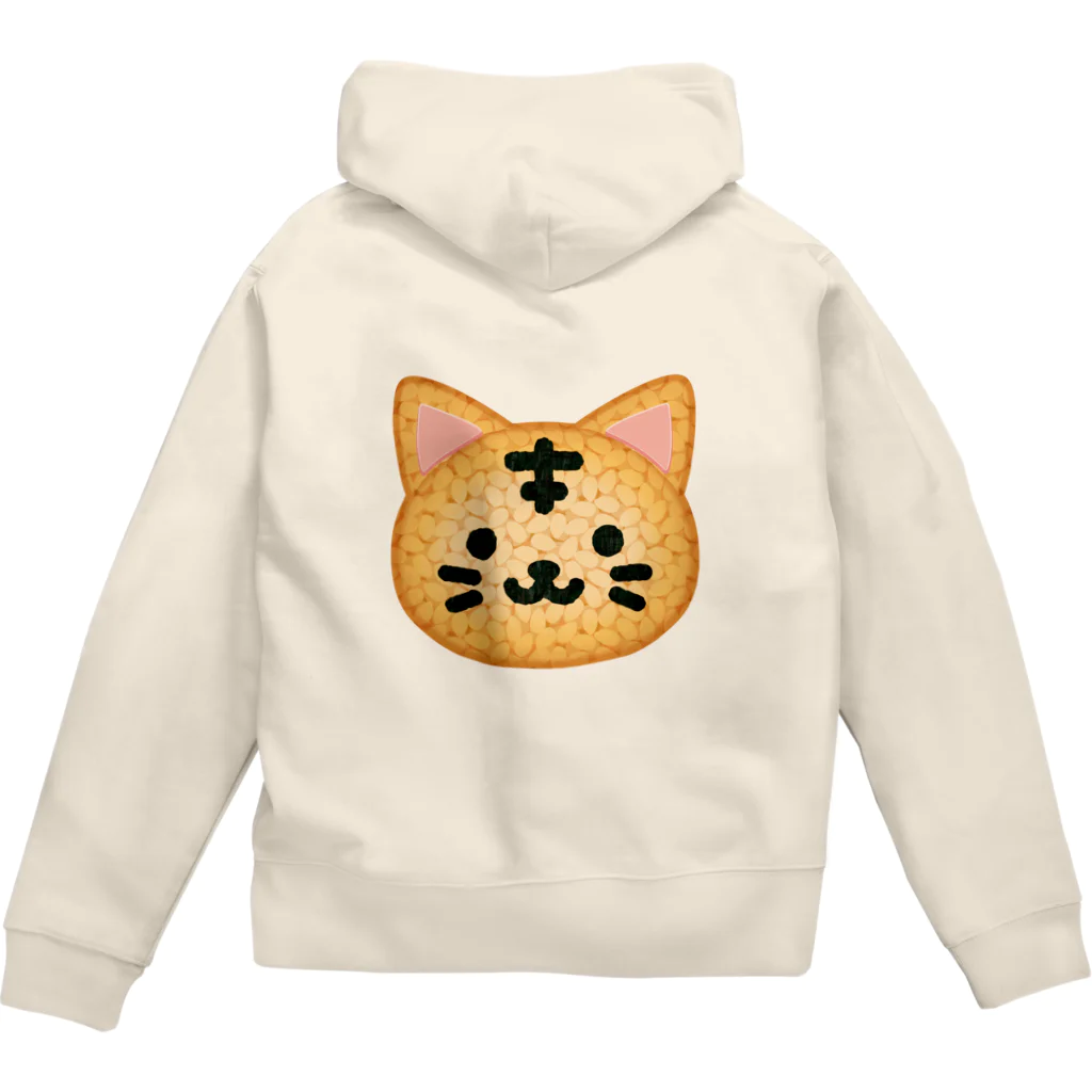 あわじテキスタイルのどうぶつおにぎり BIG ねこ Zip Hoodie