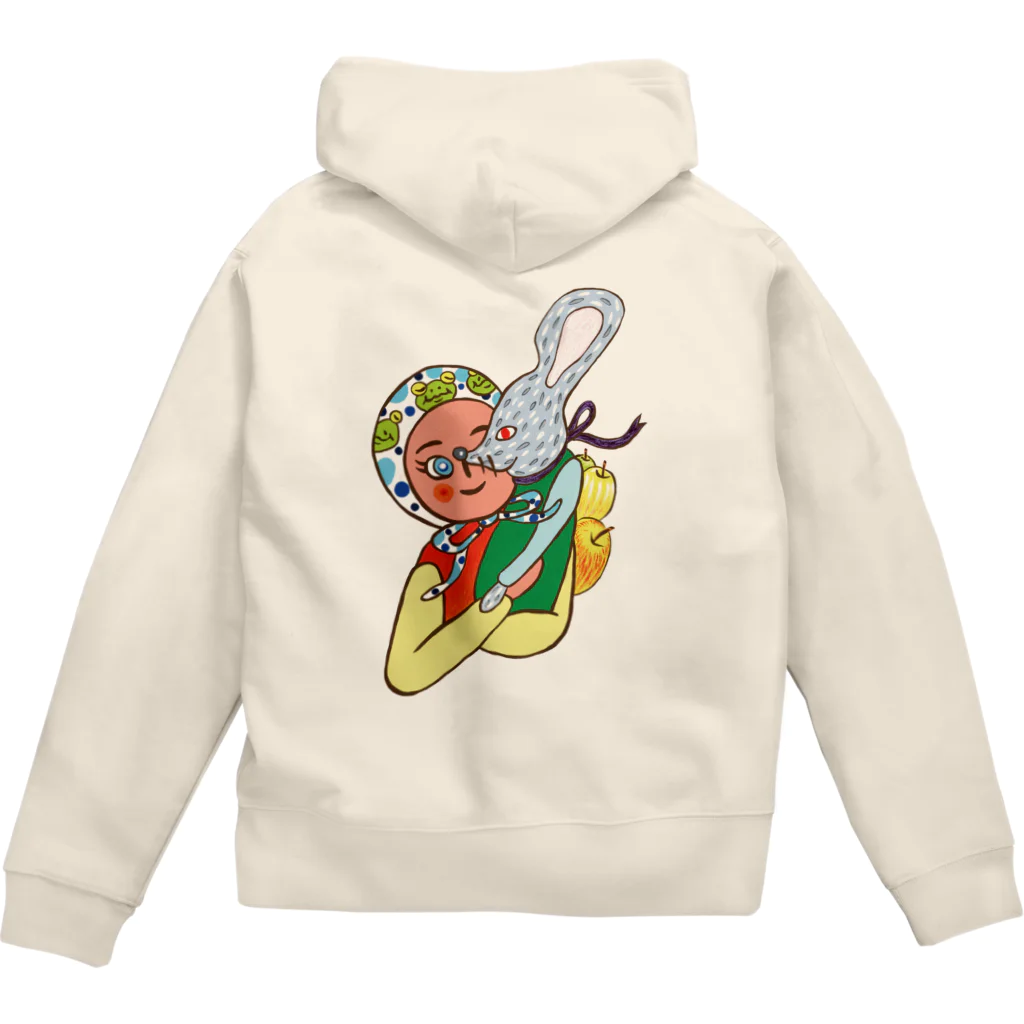 大須賀理恵のカエル頭巾の少女とネズミ Zip Hoodie