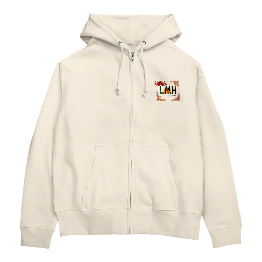 リコリス・曼珠沙華・ヒガンバナのL.M.H Clubロゴ合わせ Zip Hoodie