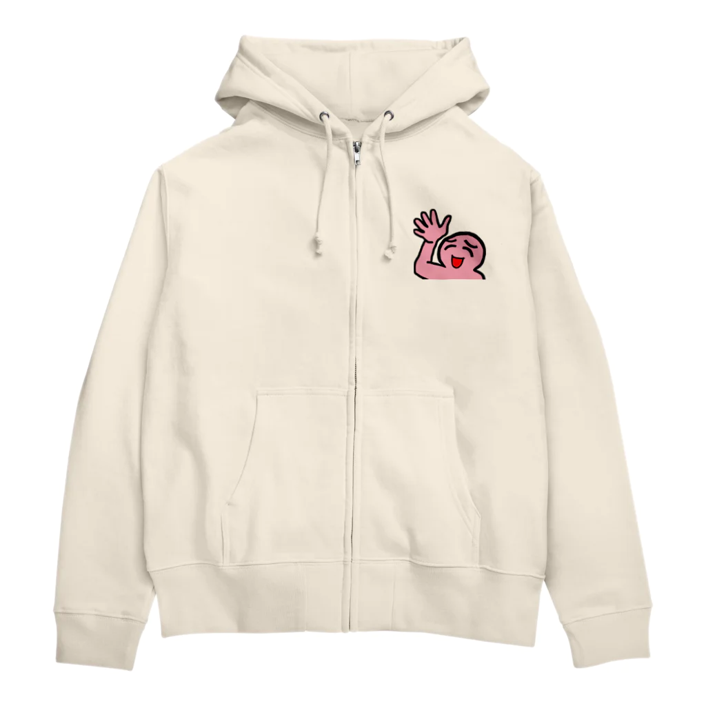 むてきんぐオリジナルグッズ販売所のピンクはげ（表・裏）ジップパーカー（いってらっしゃーい） Zip Hoodie