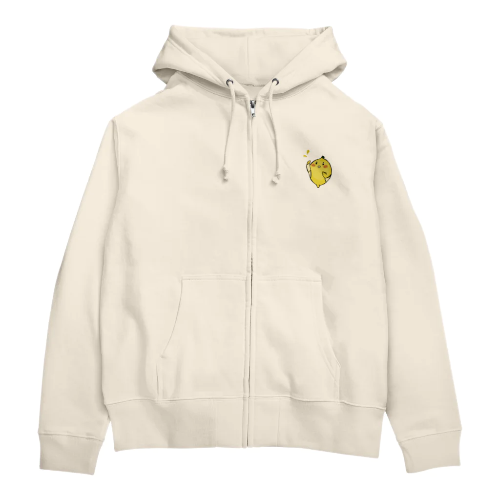 ほんわかトマトの柑橘屋のレモンちゃん！右手スプラッシュ Zip Hoodie