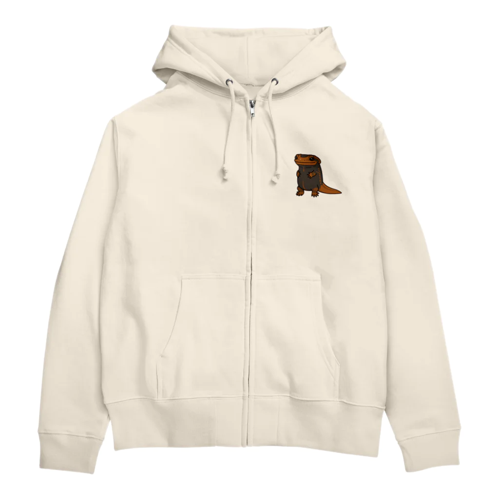 むちむちしっぽのアメイロイボイモリ(ワンポイント) Zip Hoodie