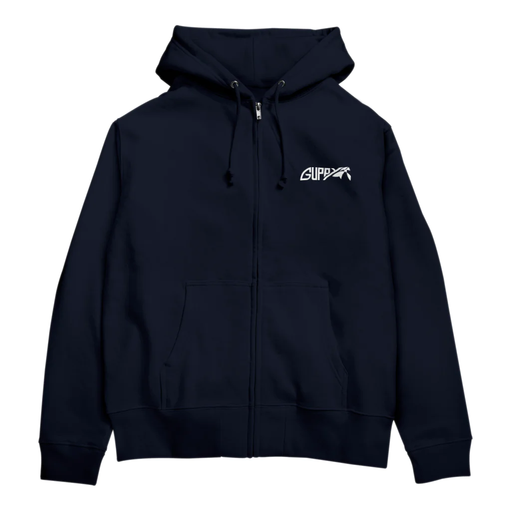 PoooompadoooourのGUPPYロゴ(白) Zip Hoodie