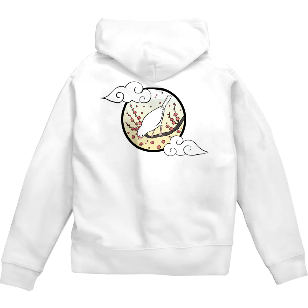 文鳥珈琲の浮世絵白文鳥（グラデーション） Zip Hoodie