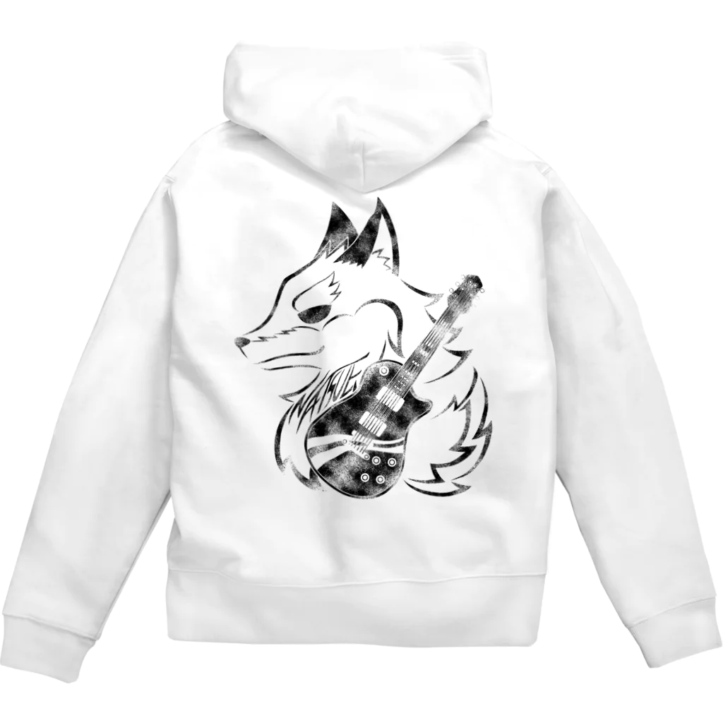 クロフミのまったりショップの狼&ギター　夏江奏丞のブラックペイント Zip Hoodie