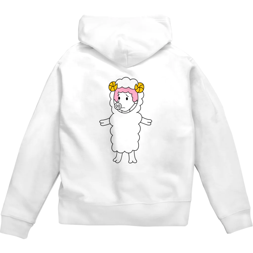 豚人イラストのパンダ武島の羊飼いのロースさん Zip Hoodie