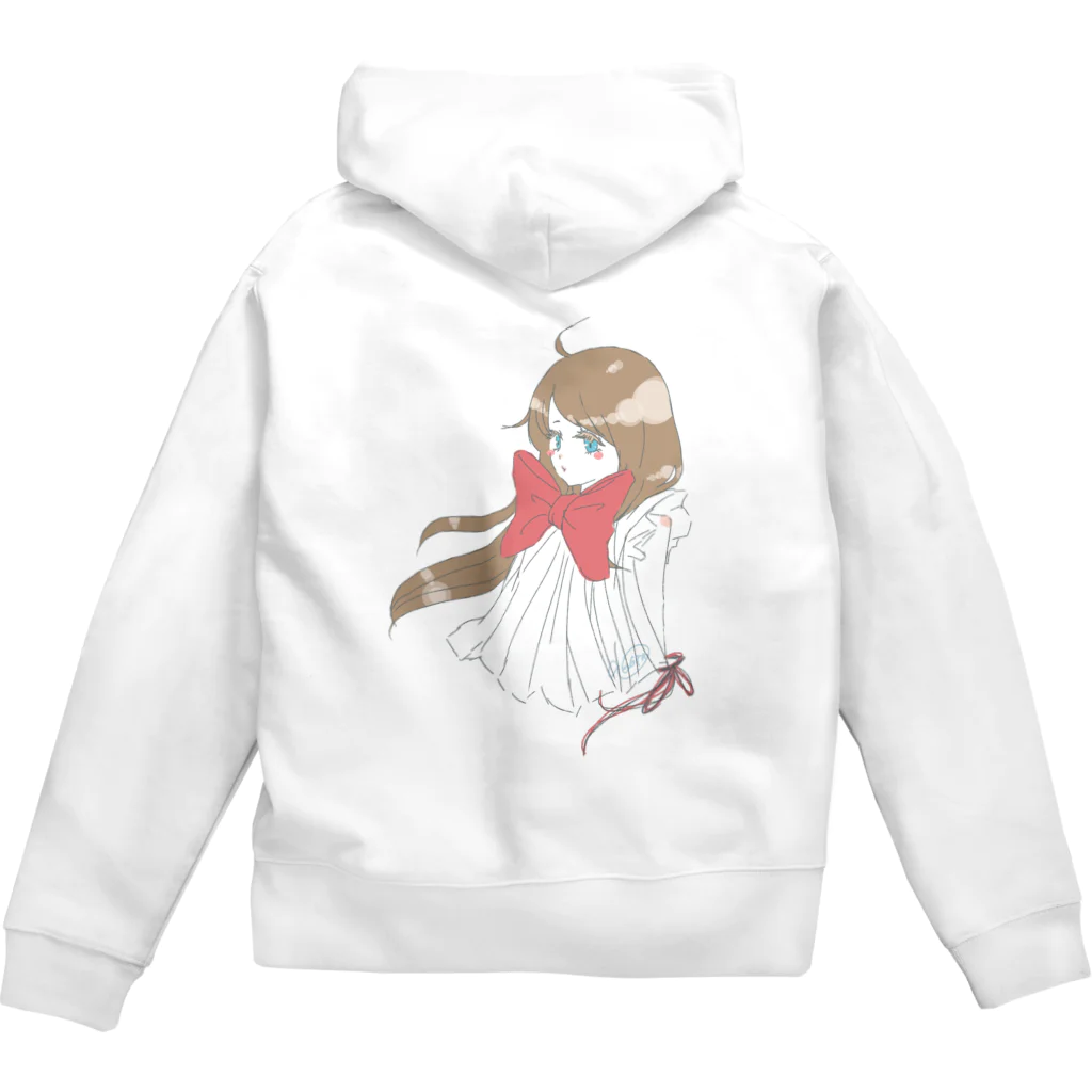 ねこまみれの風にふかれるリボンちゃん Zip Hoodie