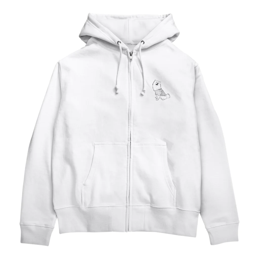 日本スピッツちぃ。のおすわりをした日本スピッツ Zip Hoodie