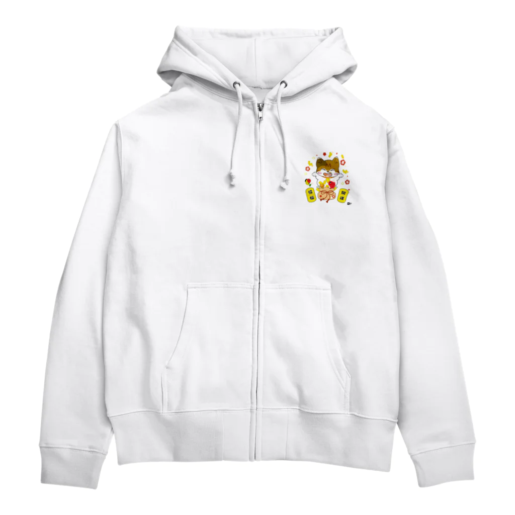 くまおのままの開運招きちゃこ　神社猫ちゃこ Zip Hoodie