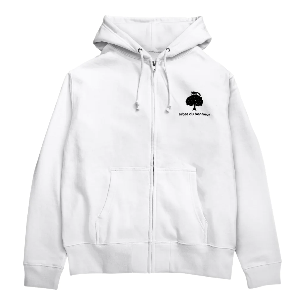 arbre du bonheurのarbre du bonheur ロゴ ブラック Zip Hoodie