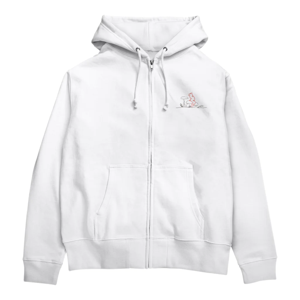 2 Beans Coffee グッズのキノコに乗るリス Zip Hoodie