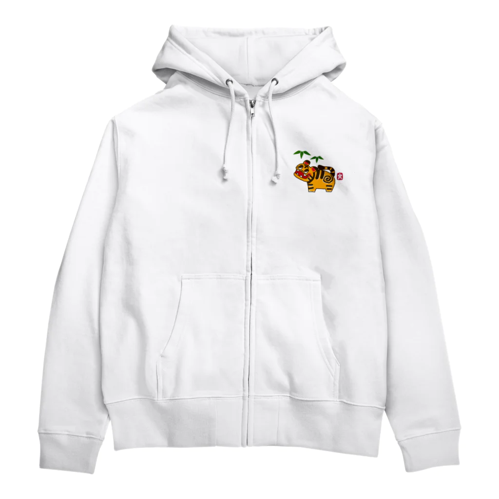 a-bow's workshop(あーぼぅズ ワークショップ)の張り子の虎 Zip Hoodie