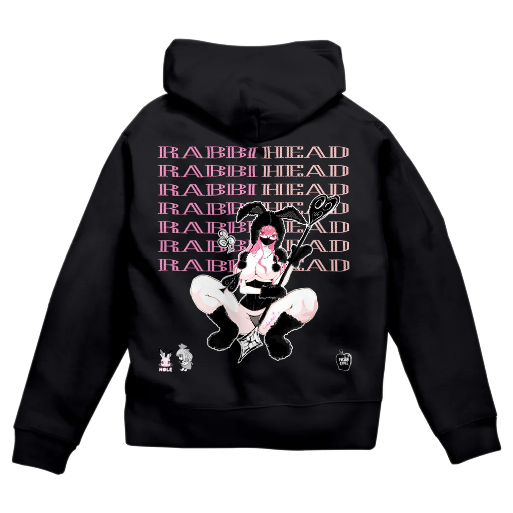 loveclonesのRABBIHEAD 黒ラビ2号 ウサギの国のエロポップ Zip Hoodie