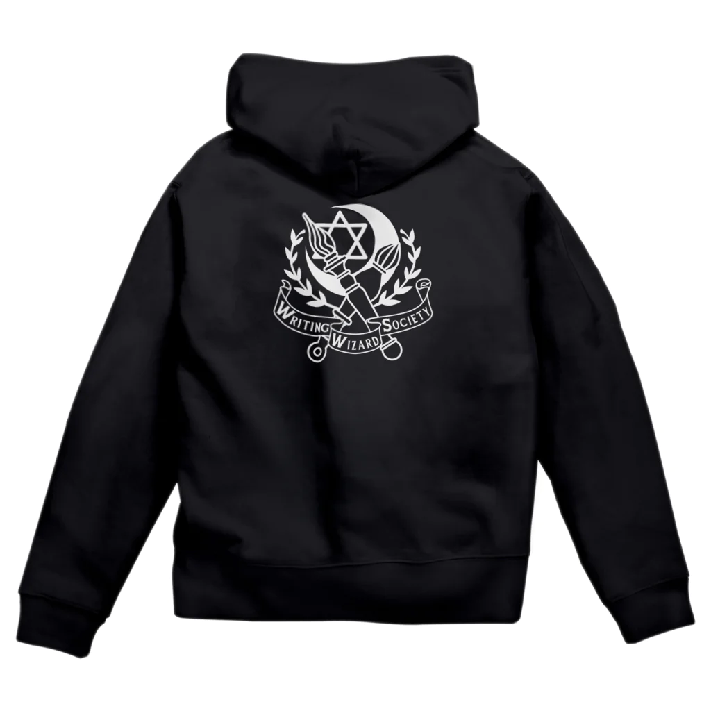 筆記魔法協会SUZURI店の筆記魔法協会認定パーカー(白) Zip Hoodie