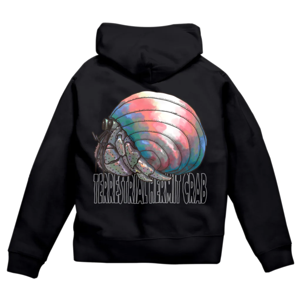 QUEER YADOKARIの白っぽい字のTerrestrial Hermit Crab (trans) Zip Hoodie