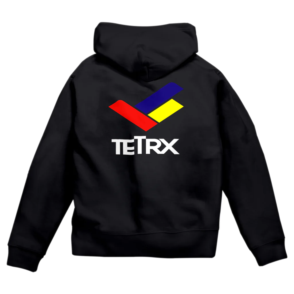 リジット・モータースポーツのTETRX透過ロゴ紺 Zip Hoodie