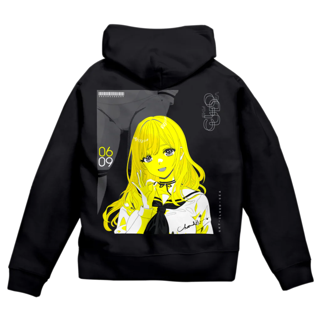 loveclonesのSKY-CLOUD-SEA 06/09 線画 ガールズイラスト Zip Hoodie