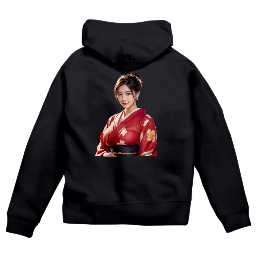 ramekoのラメ子_着物_赤 Zip Hoodie