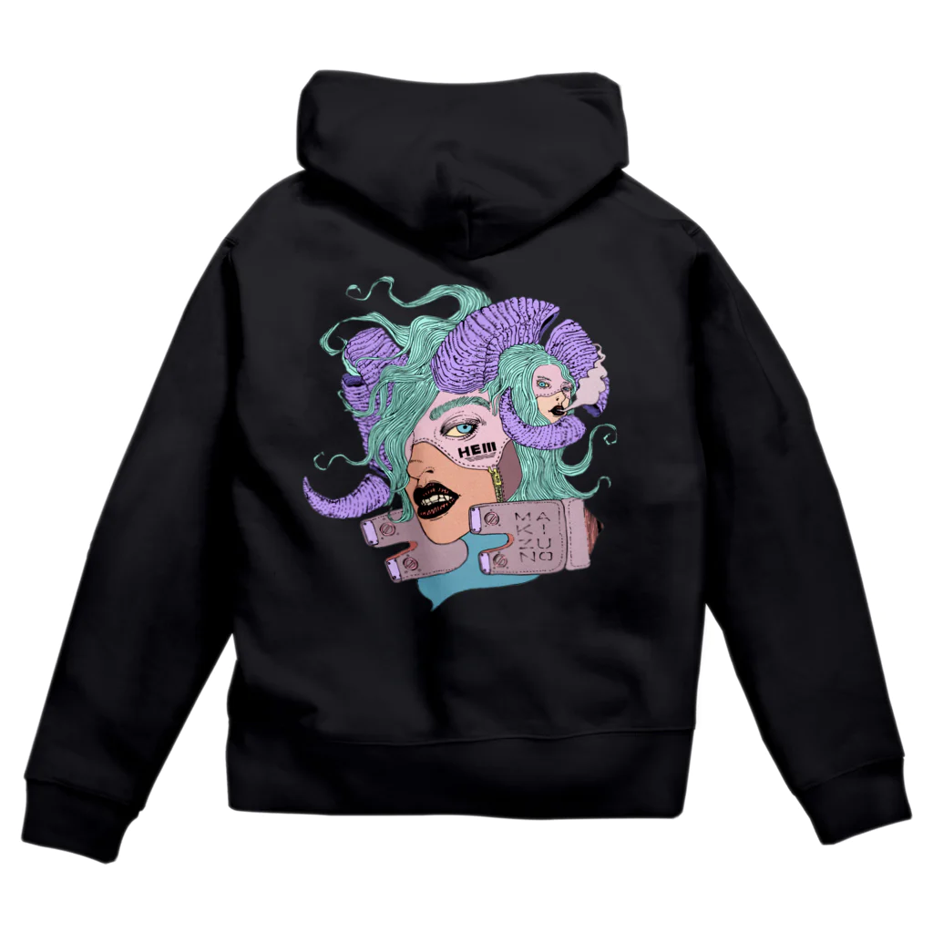 HElll - ヘル - のnightmare ロゴ&バックプリント(フロントジッパー) Zip Hoodie