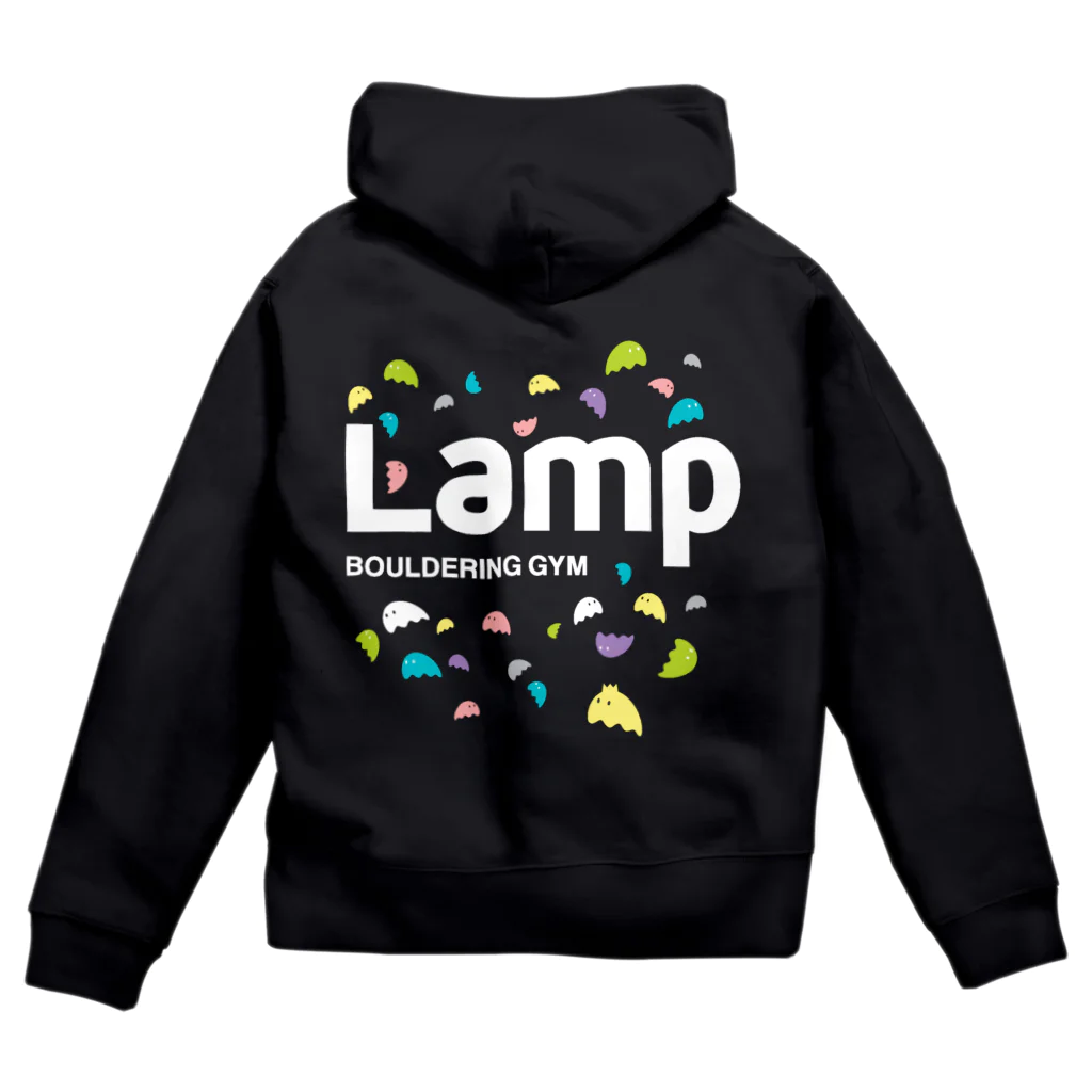 LampPlusBoulderingGYMのLampちゃん白ロゴ ジップパーカー
