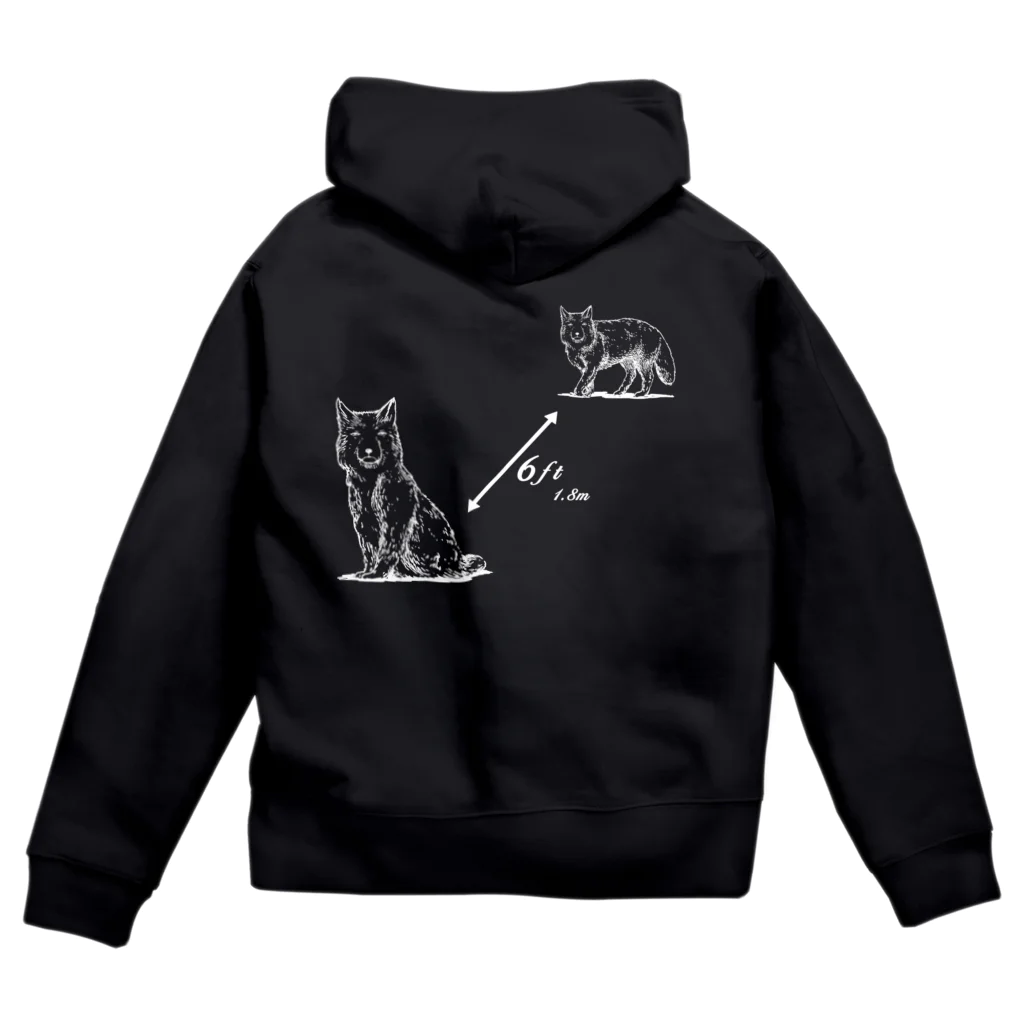 PygmyCat　suzuri店の6ft開けるチベットスナギツネ（主線白ver） Zip Hoodie