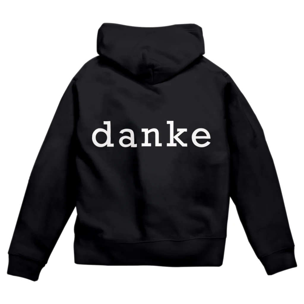 danke online shopのdankeパーカー白文字 ジップパーカー
