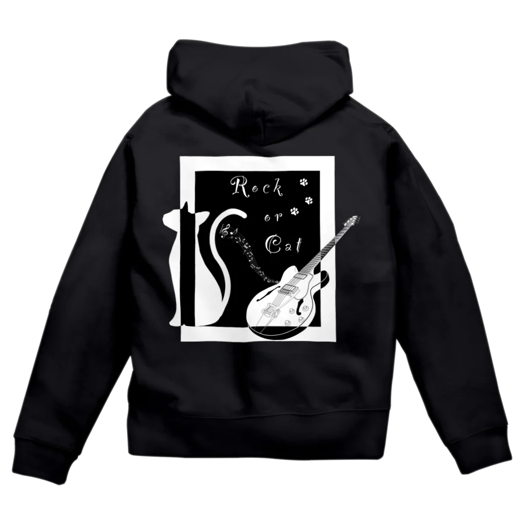 MizuriのRock or Cat (猫・ギターグッズ)/黒ver. Zip Hoodie